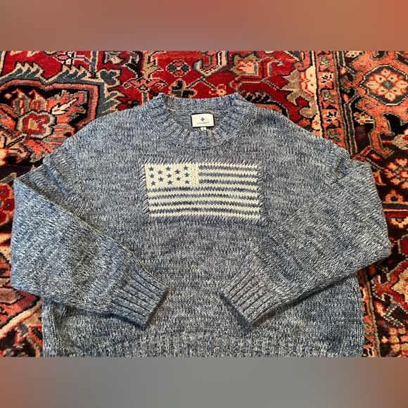 Tuckernuck Blue Marled Americana Cotton Flag Sweater— Womens Medium - Picture 9 of 10